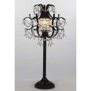 Gallery 1 light Black Wrought Iron/ Crystal Table Lamp