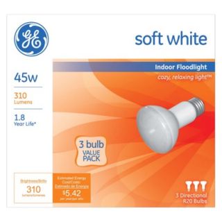 GE Soft White Floodlight R20   3 Pack