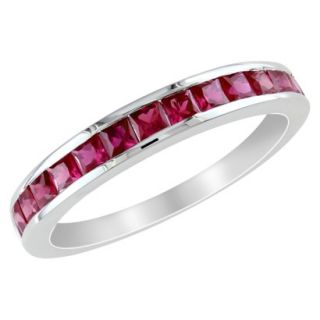 Silver 3/4ct Created Ruby Eternity Ring