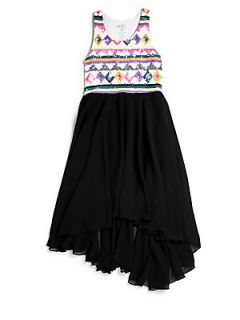 Flowers by Zoe Girls Sequin Aztec Dress   Color Black