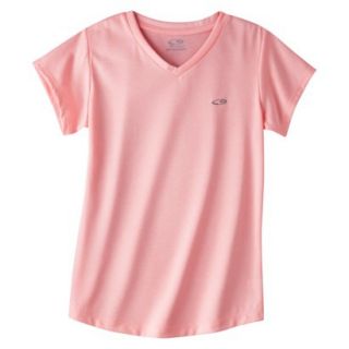 C9 by Champion Girls Duo Dry Endurance V Neck Short Sleeve Tech Tee   Pink S