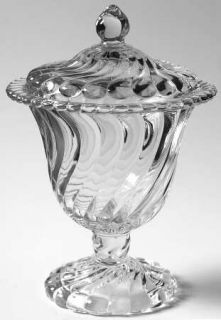 Fostoria Colony Footed Urn with Lid   Stem #2412,Clear,Heavy Swirl Pattern
