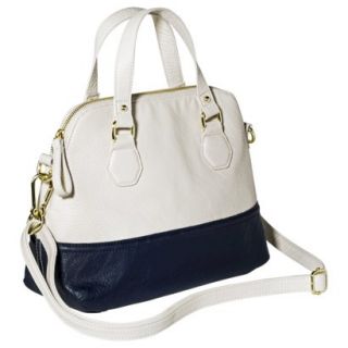 Merona Mini Satchel Handbag with Crossbody Strap   Ivory/Navy