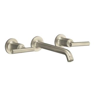 Kohler K t14413 4 bn Vibrant Brushed Nickel Purist Two handle Wall mount Lavatory Faucet Trim With 6 1/4 Spout And Lever Handle
