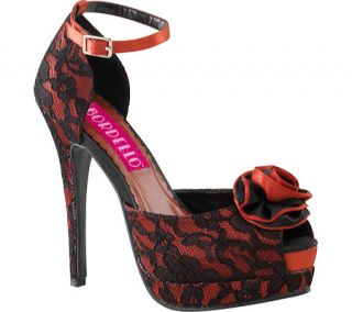 Womens Funtasma Bella 17   Red Satin/Black Lace Ornamented Shoes