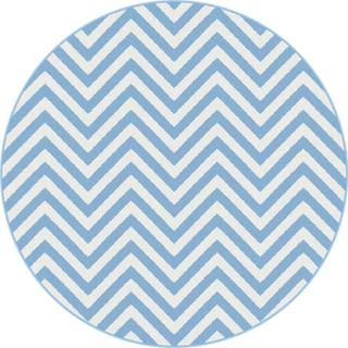 Metro 1011 Blue Contemporary Area Rug (710 Round) (BlueSecondary Colors WhitePattern ChevronTip We recommend the use of a non skid pad to keep the rug in place on smooth surfaces.All rug sizes are approximate. Due to the difference of monitor colors, s