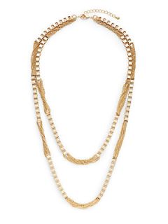 Box Chain Loop Station Necklace   Gold