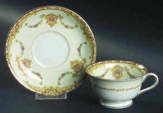 Noritake Camillia (3950 & No #) Footed Cup & Saucer Set, Fine China Dinnerware  