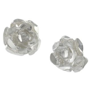 Journee Collection Sterling Silver Rose Stud Earrings   Silver