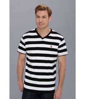 U.S. Polo Assn Medium Stripe V Neck T Shirt Mens T Shirt (Black)