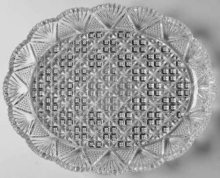 Mikasa Georgetown Oval Platter   Giftware,Cut Fans & Criss Cross,Clear