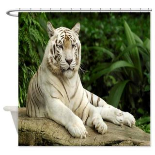  White Tiger Shower Curtain  Use code FREECART at Checkout