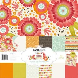 Spring Bloom Paper Pack 12 X12  6 Double sided Designs/2 Each + Stickers