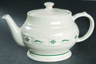 Longaberger Woven Traditions Heritage Green Teapot & Lid, Fine China Dinnerware