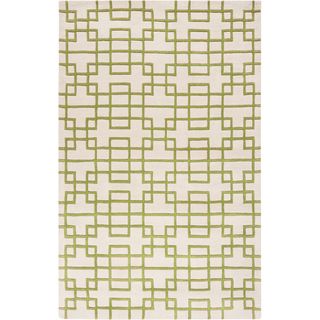 Hand tufted Geleen Green Geometric Wool Rug (2 X 3)