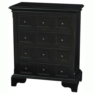 Hand painted Distressed Black Finish Accent Chest
