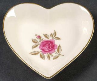 Lenox China Rhodora Heart Shaped Dish, Fine China Dinnerware   Gold Leaves,Pink