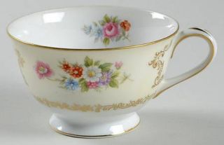 Wentworth Dresrosa Footed Cup, Fine China Dinnerware   Gold Trim, Rim Shape