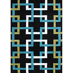 Handmade Metro Puzzle Black Wool Rug (5 X 8)