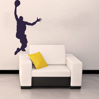 Dunking Basketball Player Vinyl Wall Decal (Glossy blackEasy to applyDimensions 25 inches wide x 35 inches long )