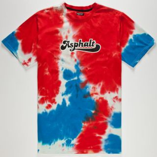 Tie Dye Script Mens T Shirt Red/White/Blue In Sizes Large, X
