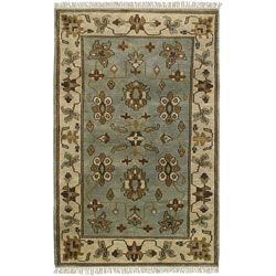 Hand knotted Light Blue Southwestern Park Ave New Zealand Wool Rug (56 X 86) (GreenPattern OrientalMeasures 0.625 inch thickTip We recommend the use of a non skid pad to keep the rug in place on smooth surfaces.All rug sizes are approximate. Due to the 