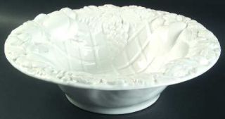 Epoch Embossed White Large Fruit Bowl, Fine China Dinnerware   White, Embossed F