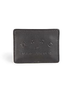 Marc by Marc Jacobs Logo Embossed Leather Credit Card Case   Black