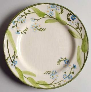 Franciscan Forget Me Not Dinner Plate, Fine China Dinnerware   Blue Flowers, Gre