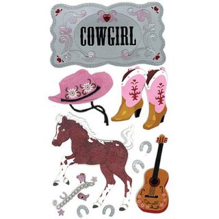 Jolees Boutique Cowgirl Le Grande Dimensional Stickers (8 inches high x 3.75 inches wideQuantity One (1) sheetAcid  and lignin free )