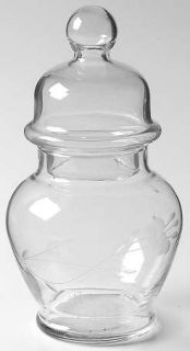 Princess House Crystal Heritage Small Ginger Jar with Lid   Gray Cut Floral Desi