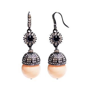 ZOe + SYD Color Treated Peach Jade & Crystal Floral Droplet Earrings, Womens