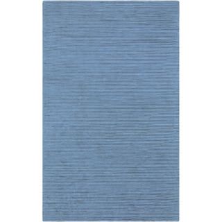 Hand crafted Blue Solid Casual Essex Rug (8 X 11)