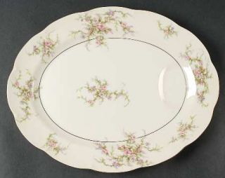 Haviland Rosalinde (New York) 13 Oval Serving Platter, Fine China Dinnerware  