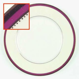 Minton Crimson Ivory Dinner Plate, Fine China Dinnerware   Ruby & Gold Bands,  G