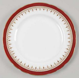 John Aynsley Durham Maroon (Scallop) Dessert/Pie Plate, Fine China Dinnerware  