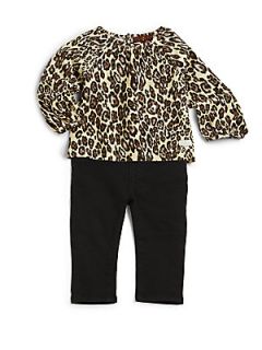 7 For All Mankind Infants Two Piece Cheetah Top & Jeans Set   Leopard Black