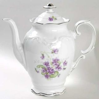 Schumann   Bavaria Violette (Platinum Trim) Coffee Pot & Lid, Fine China Dinnerw