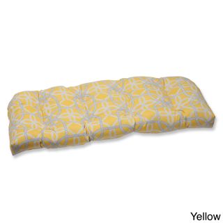 Pillow Perfect Keene Wicker Loveseat Outdoor Cushion (Cherry (red), pool (blue), or Soliel (yellow)Fabric materials 100 percent spun polyesterFill 100 percent polyester fiberClosure Sewn seamUV protection YesWeather resistant YesCare instructions Sp