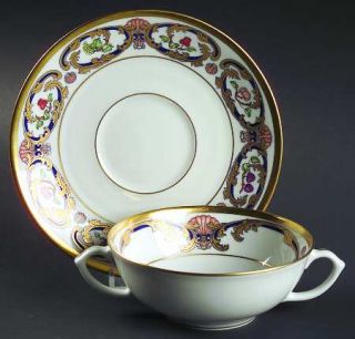 Cartier La Maison Du Prince Flat Cream Soup Bowl & Saucer Set, Fine China Dinner