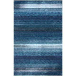 Nuloom Handmade Modern Lines Blue Cotton Rug (76 X 96) (IvoryPattern AbstractTip We recommend the use of a non skid pad to keep the rug in place on smooth surfaces.All rug sizes are approximate. Due to the difference of monitor colors, some rug colors m