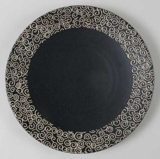 Cordon Bleu Fiji Dinner Plate, Fine China Dinnerware   Black & White, Spirals, C