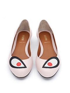 Fendi Monster Leather Ballet Flats   Rose