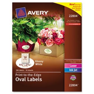 Avery Labels Oval Easy Peel Labels, 1 1/2 x 2 1/2, White Glossy (22804)