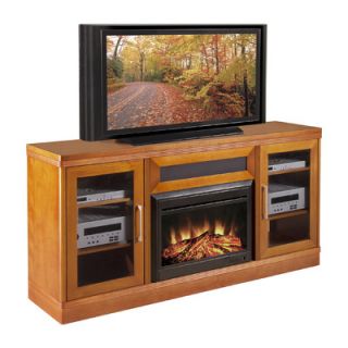 Furnitech Transitional 70 TV Stand with Electric Fireplace FT70TRFB