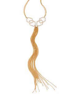 ABS by Allen Schwartz Jewelry Pave Fringe Chain Necklace   Gold