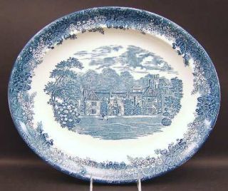 Wedgwood Romantic England Blue 16 Oval Serving Platter, Fine China Dinnerware  
