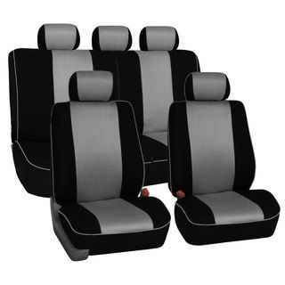 Fh Group Grey 3d Air mesh With Edge Piping Car Seat Covers (full Set) (Polyester Machine washable, air dry Helpful installation videos are available Front Seat Covers Side airbag compatible   officially tested   special stitching technique allows airbag t