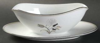 Noritake Jaris Gravy Boat with Attached Underplate, Fine China Dinnerware   Gray