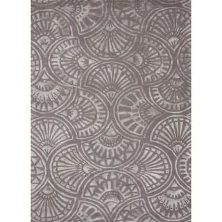 Small Hand tufted Transitional Gray Wool/ Silk Rug (2 X 3)
